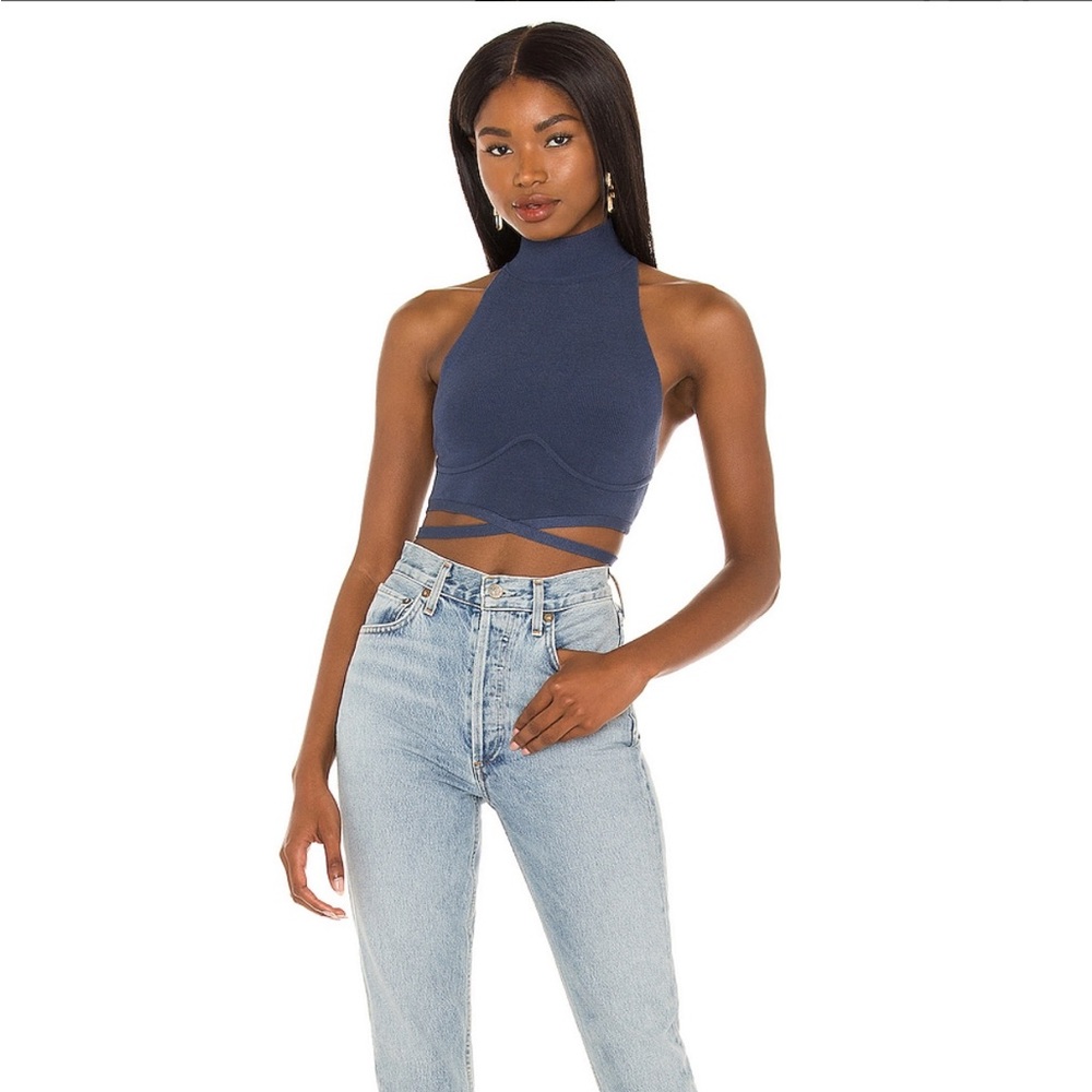 Revolve: Camila Coelho Navy Blue Crop Top